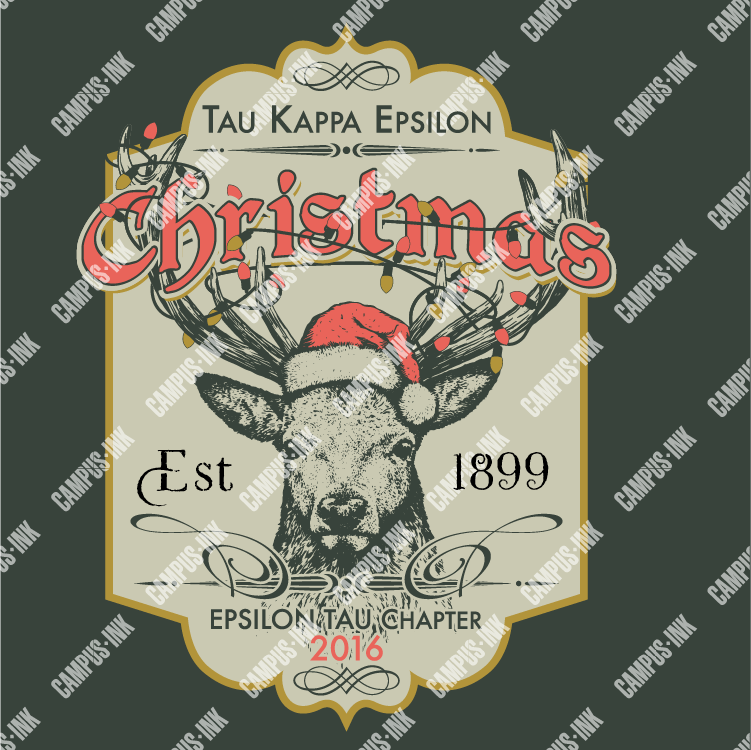 Tau Kappa Epsilon Christmas Deer Design