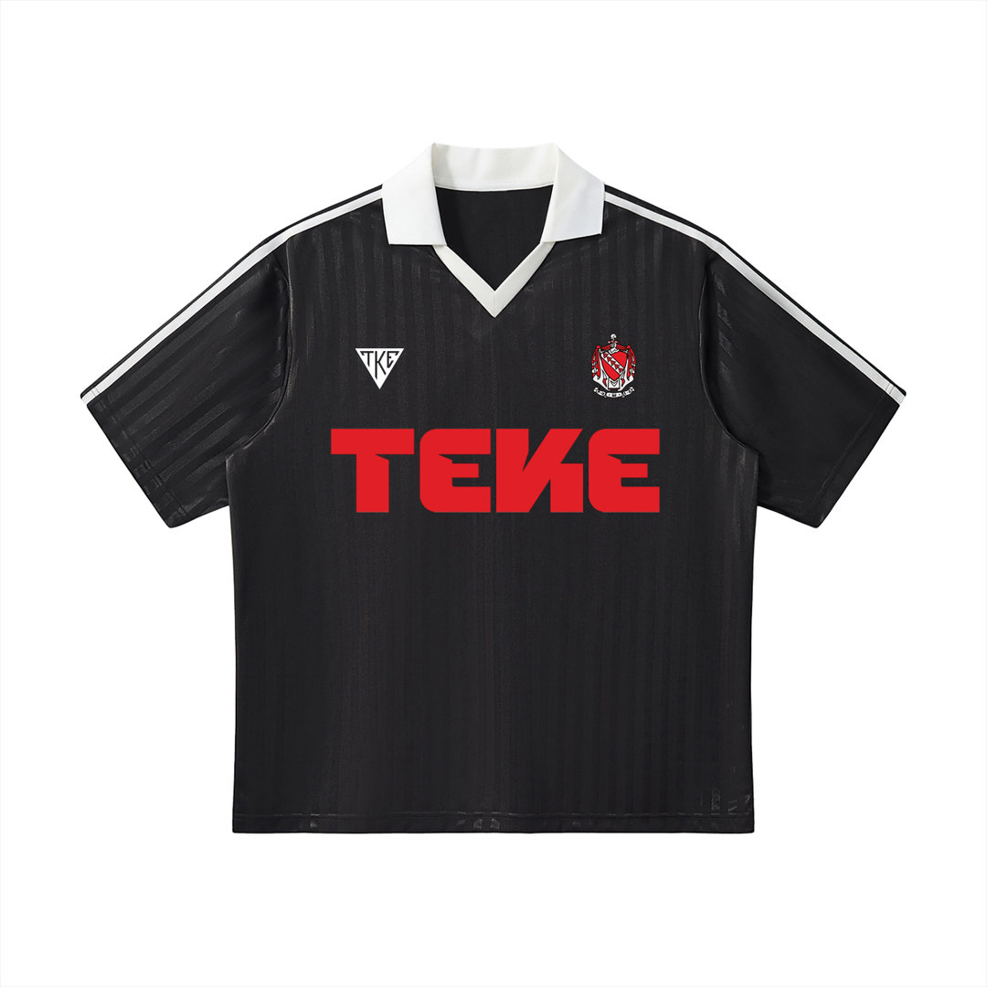 TKE Contrast Collar Striped Soccer Jersey