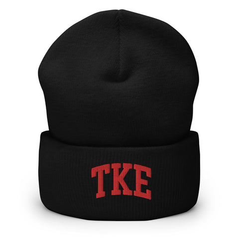 TKE Letters Embroidered Beanie in Black