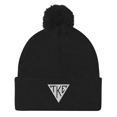 TKE Houseplate Pom-Pom Beanie in Black