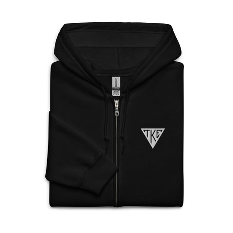 TKE Black Houseplate Embroidered Zip-Up Hoodie