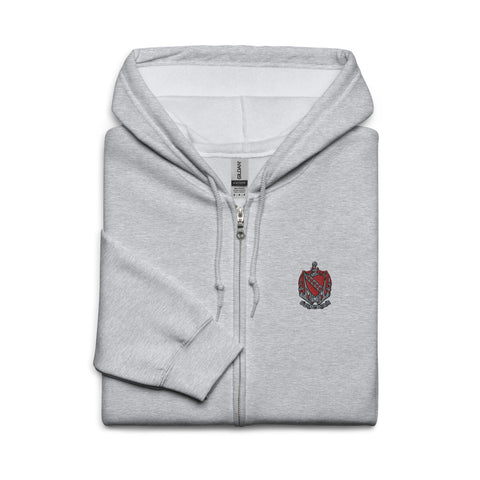 TKE Grey Coat Of Arms Embroidered Zip-Up Hoodie