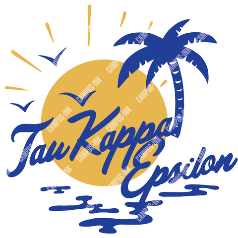 Tau Kappa Epsilon Beach Waves and Palm Design