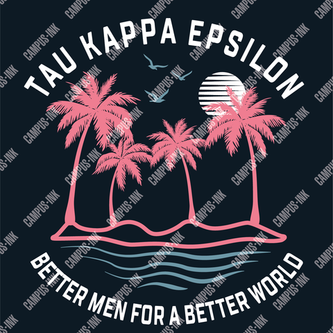 Tau Kappa Epsilon Palms & Waves Neon Design