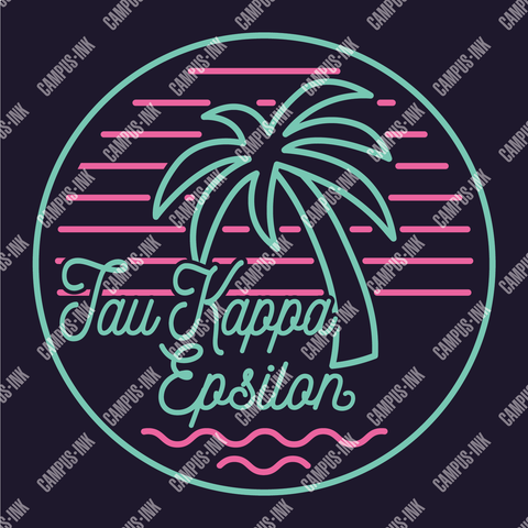 Tau Kappa Epsilon Palms & Waves Neon Design v2